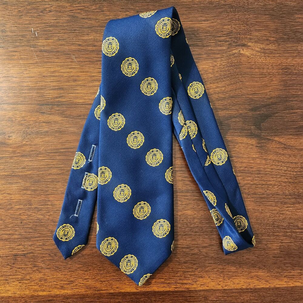 University Of Michigan Neck Tie Button Down Navy Yellow Prince Consort